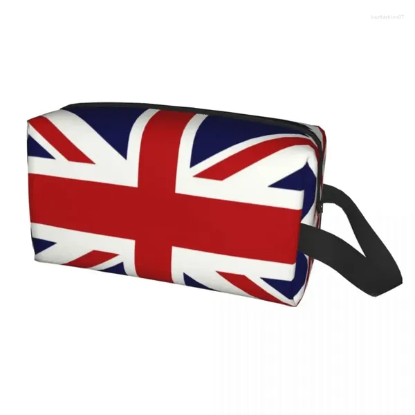 Borse per cosmetici Borsa da toilette personalizzata con bandiera britannica del Regno Unito per donna Custodia per trucco Lady Beauty Storage Dopp Kit