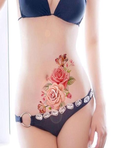 1PC Neue Mode Abnehmbare Frauen Dame 3D Blumen Wasserdicht Temporäre Tattoo Aufkleber Schönheit Körper Kunst Einfach Tragen Und Leicht Sauber D1908767852