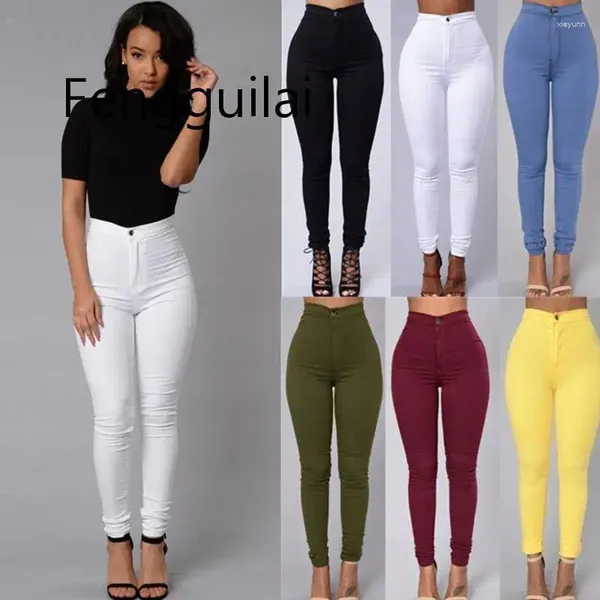 Calças femininas S-XXXL Mulheres Denim Skinny Jeggings Cintura Alta Stretch Jeans Slim Lápis Calças Lavar Mulher Inverno