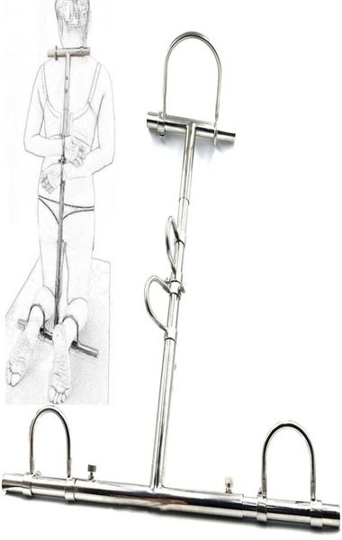 Многофункциональный регулируемый бондаж на коленях, устройство для ограничения пыток, воротник из нержавеющей стали, наручники, наручники, манжеты на щиколотке, секс-игрушка Y5422701