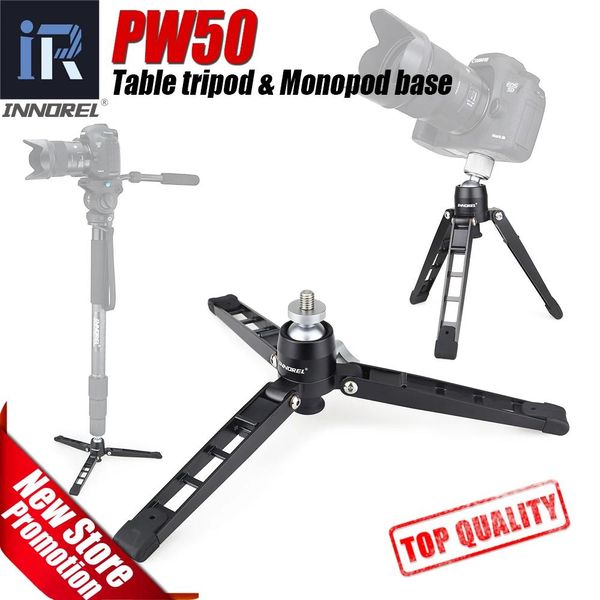 Monopés Innorel Pw50 Todo o Metal Mini Mesa Tripé Base Suporte para Câmera Tripé Monopé Suporte Flexível com Cabeça Esférica 3/8 