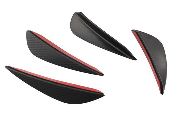 4 pçs conjunto de fibra carbono preto ajuste amortecedor dianteiro lábio splitter fin faca ar kit corpo automático carro spoiler canards valence queixo acessório5357595