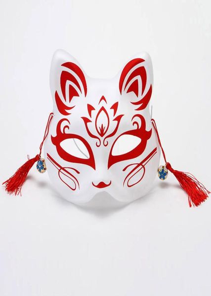 Maschere di volpe giapponese dipinta a mano in stile PVC Volpe Maschera di gatto Cosplay Masquerade Festival Ball Kabuki Kitsune Costume cosplay JK2009PH9802295