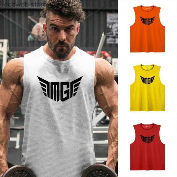 Erkek tank üstleri fitness tank üstü erkek basketbol koşu eğitimi gevşek hızlı kuru nefes alabilen vücut geliştirme giyim rahat spor yelek t240110