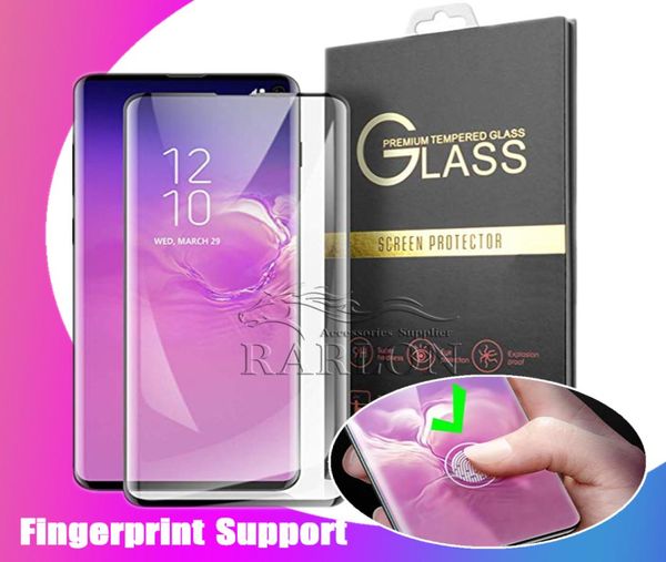 Per Samsung S10 Pellicola protettiva per schermo in vetro temperato curvo 3D per Galaxy S10 Plus nota 10 9 Huawei P30 Pro LG G8 Wi5181188