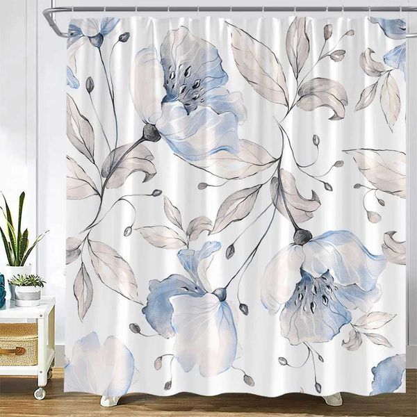 Cortinas de chuveiro folhas cortinas de chuveiro brilhante tan folha floral abóbora outono conjunto cortina de banho tecido poliéster casa decoração do banheiro
