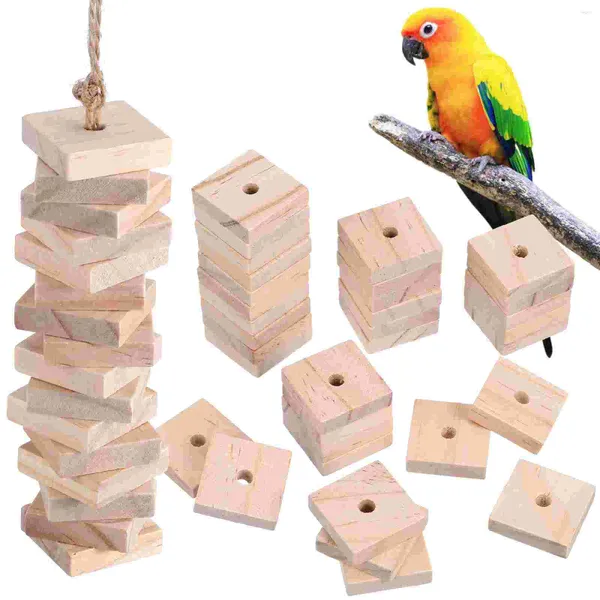 Outros suprimentos de pássaros 100pcs papagaio mastigando blocos de madeira diy artesanato gaiola acessórios