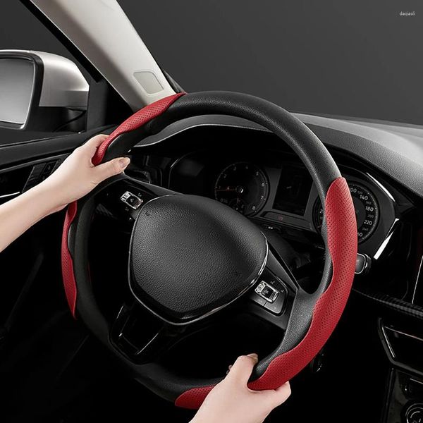 Coprivolanti 2 pezzi Coprivolante in pelle artificiale Segmentato Car Wrap Trim Protector Accessori universali di tipo D