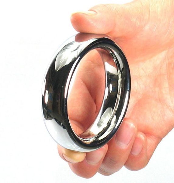 Anello per pene in acciaio inossidabile superiore 404550mm anelli per cazzi in metallo pesante ritardare l'eiaculazione spray pene cockring giocattoli del sesso per gli uomini Y18926615542
