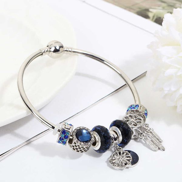 2024designer pandorabracelet cobra osso sonho apanhador azul zircão cristal frisado crianças jia liga pulseira menina