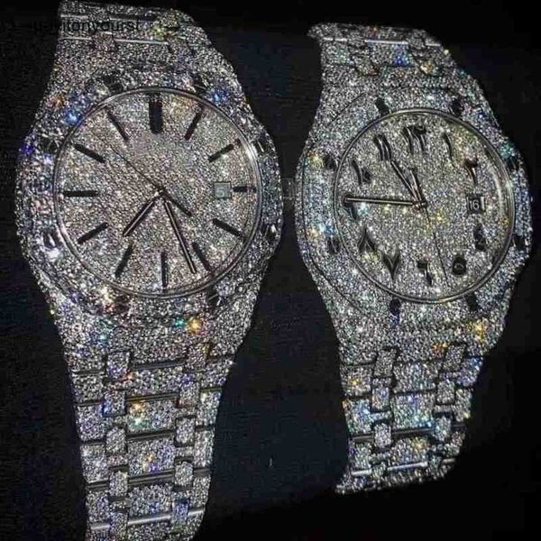 Rolaxs relógio diamante relógios de luxo masculino designer movimento alta qualidade moissanite iced out montre automático mecânico 111 rj