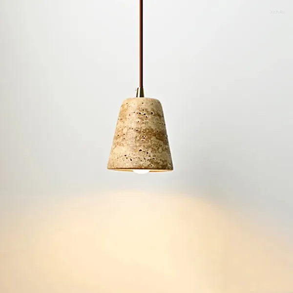 Lâmpadas pendentes vendendo buquê de mármore amarelo lâmpada pendente wabi sabi japão lustre de cabeceira el restaurante nórdico travertino droplight