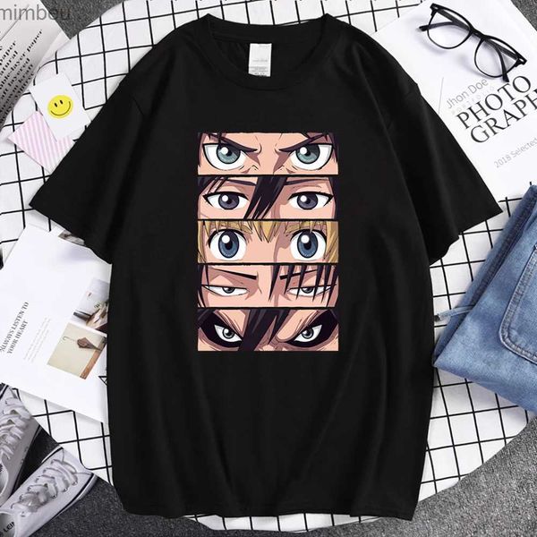 T-shirt da uomo Attack On Titan Japan Anime Stampa T-shirt da uomo oversize S-XXXL Abbigliamento T-shirt vintage estiva Cartoon Fashion T-shirt da uomoL240110