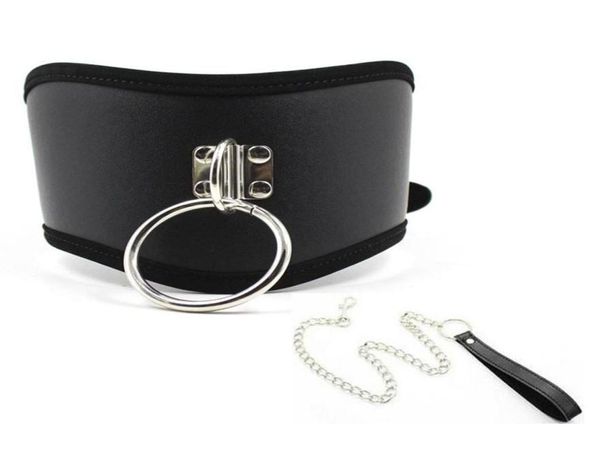 Collare posturale di bloccaggio con O Ring Collo in pelle Collare girocollo Collo di ritenuta Imbracatura Bondage BDSM Giocattoli sessuali Y181024055226113