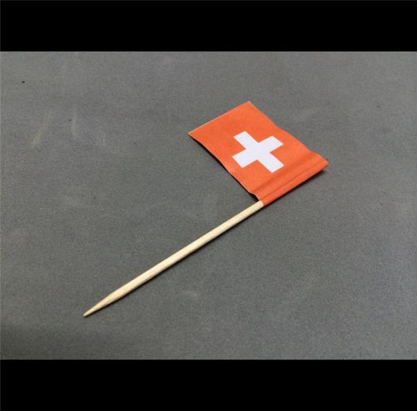 5000 piezas Selecciones de la bandera de Suiza Buffet Sandwich Food Party Sticks Bandera de Suiza Palillos de cóctel Palillos de dientes Mesa de madera Deco7192361