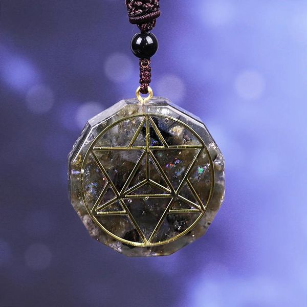 Colares orgonite pingente orgon aura colar labradorite colar amuleto conversor de energia energia yoga colar presente