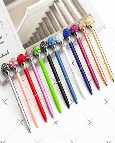 144x1cm Neue Kreative Mehrfarbige Diamant Ball Werbung Stift Büro Schreibwaren Rotierenden Metall Stift Student Geschenk Metall kugelschreiber Pe6253250