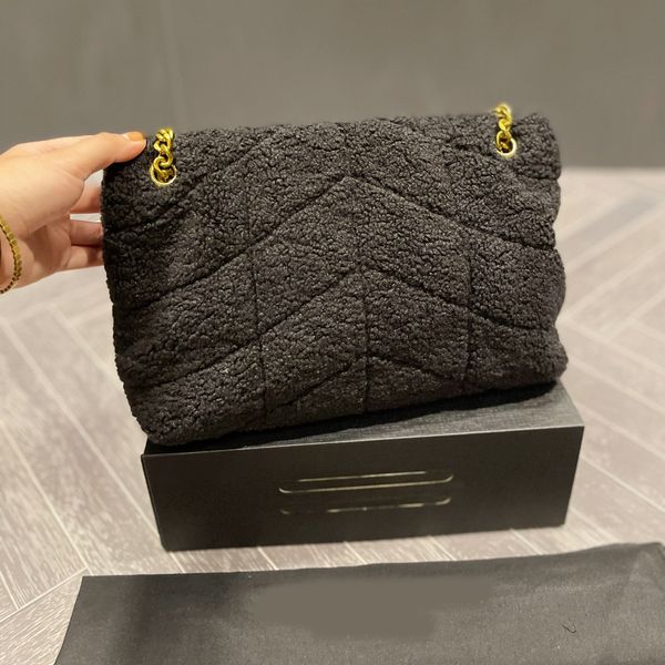 Tasarımcı- Kadın Moda Kuzular Yün Crossbody Bag Hobo Kürk Alışveriş Omuz Çantaları Lady's Lambswool Çantası