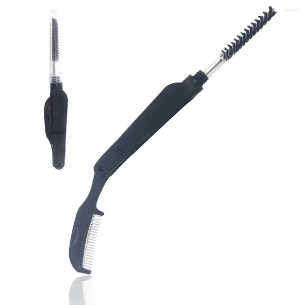 Makyaj Fırçaları Çift kafalı katlanır metal kirpik kaş fırçası maskara ayırıcı uzatma aracı