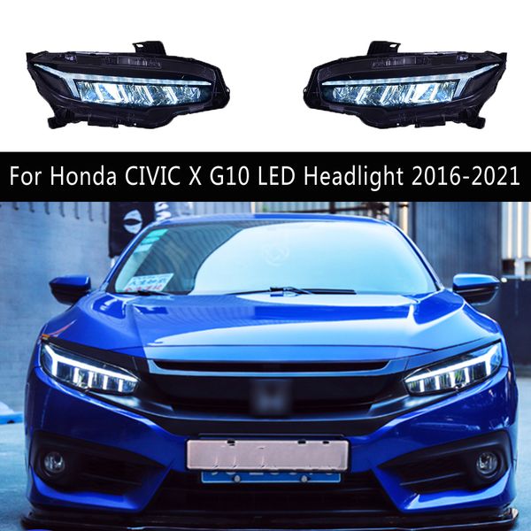 День дневная работа света передней лампы автомобильные аксессуары Авто детали для Honda Civic x G10 Светодиодный фар 16-21 Высокий/низкий балок сигнал поворота