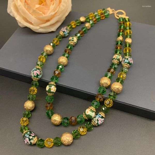 Цепочки Timeless Wonder Vintage Geo Стеклянные бусины Ожерелья для женщин Дизайнерские украшения Редкий китайский стиль Топ Модный подарок Средневековый 2612