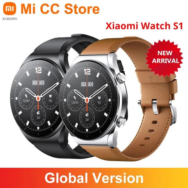 Orologi Versione Globale Xiaomi Orologio S1 Bluetooth Rispondi Alla Chiamata Smartwatch 1.43 '' 60Hz Aggiorna Schermo Ricarica Wireless GPS NFC Mi Orologio