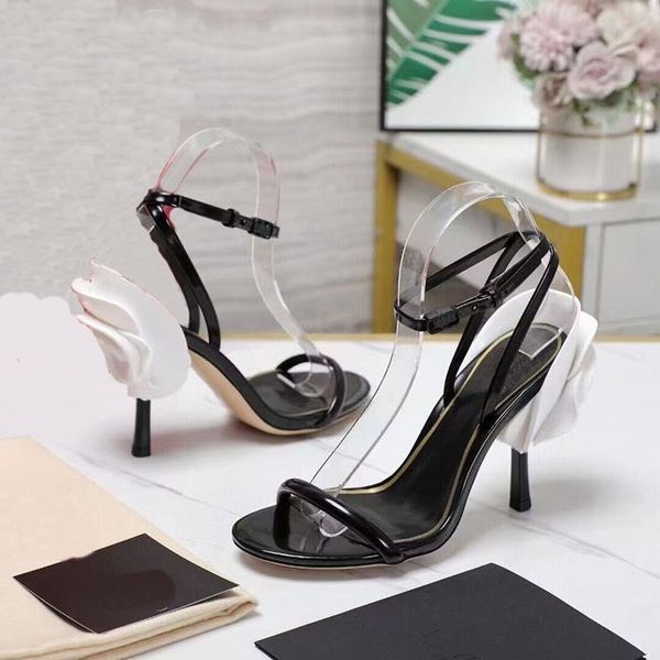 Uma palavra sandálias de tira fina de luxo sapatos femininos vestido fivela de ferragem decoração tornozelo cinta 10cm salto alto sandálias femininas 34-42