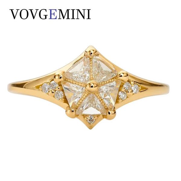 Anéis vovgemini laboratório crescido diamante moissanite moda anéis 18k real ouro estrela design romântico au750 jóias para mulher meninas melhor presente