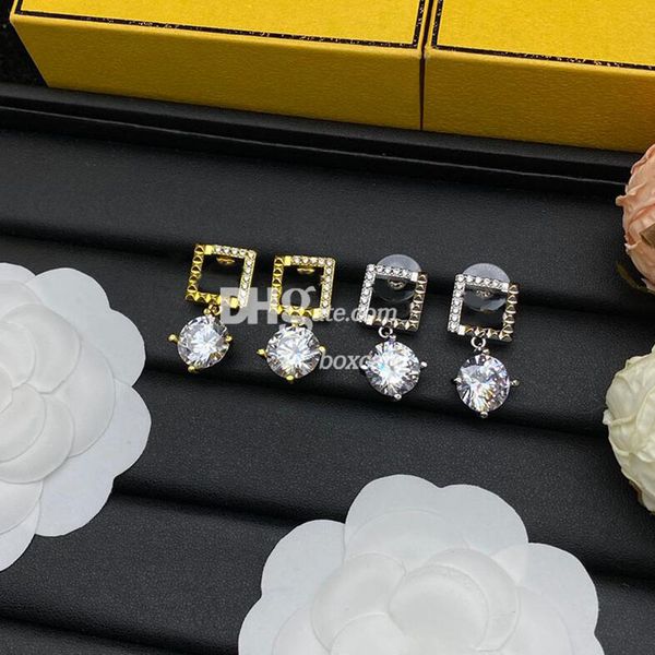 Роскошные серьги-подвески с бриллиантами в коробке, модные женские золотые серьги-подвески, ювелирные изделия