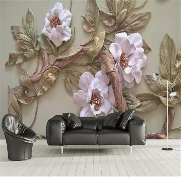 Papel de parede 3d em relevo flor árvore sala de estar quarto fundo cozinha decoração pintura mural papéis de parede revestimento1373102