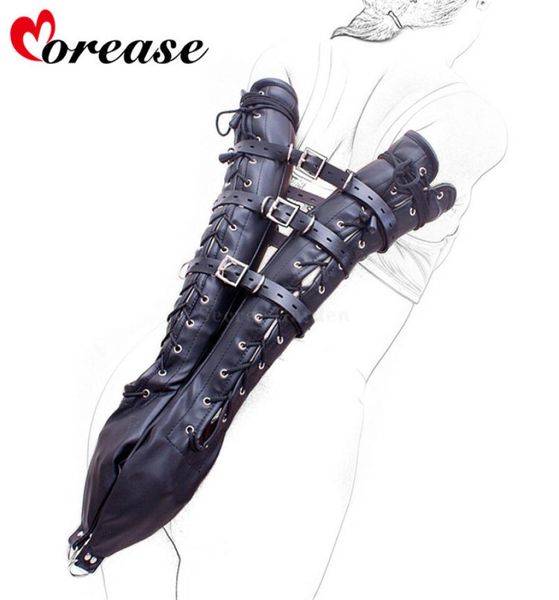 Morease Raccoglitore per braccio in pelle sexy sopra la spalla Schiavo Fetish erotico Un guanto Bondage Restraint Giocattolo del sesso Donne BDSM Kit di gioco per adulti D14944516