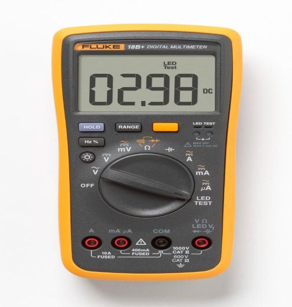 Новейший цифровой мультиметр Fluke 18B Plus AC DC, напряжение, ток, цифровой мультиметр со светодиодом DE 2639069