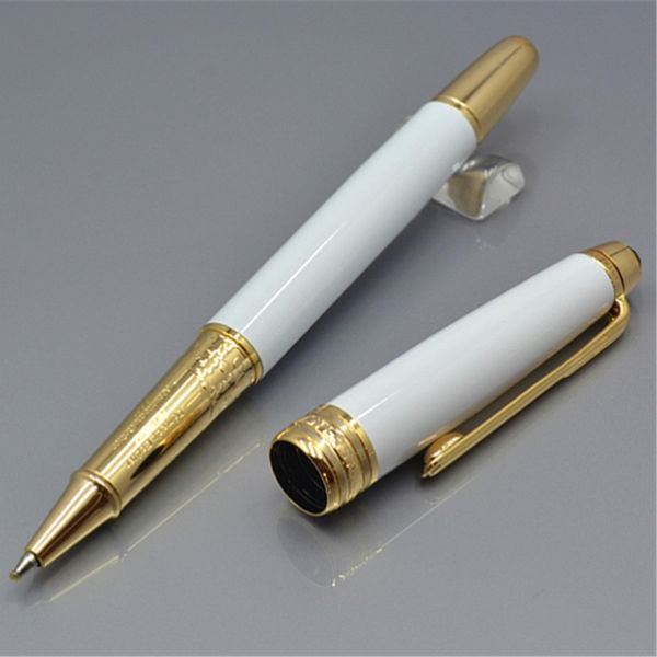 Yüksek kaliteli beyaz 163 roller top kalemi / tükenmez kalem / çeşme kalemi ofis kırtasiye klasikleri yeniden doldurma kalemleri yazma kutusu yok