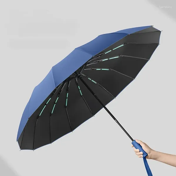 Ombrelli Ombrello completamente automatico a 32 stecche tinta unita con doppia stecca rinforzata protezione solare e raggi UV per giornate soleggiate o piovose