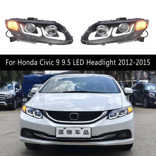 Auto Zubehör Front Lampe DRL Tagfahrlicht Streamer Blinker Anzeige Beleuchtung Für Honda Civic 9 9,5 LED Scheinwerfer 12-15