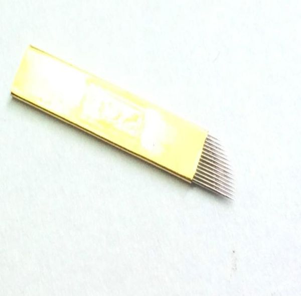 Whole50pcs 025mm de diâmetro microblading agulhas pcd 14pin agulha maquiagem permanente sobrancelha tatuagem caneta lâminas para sobrancelha embr1481834