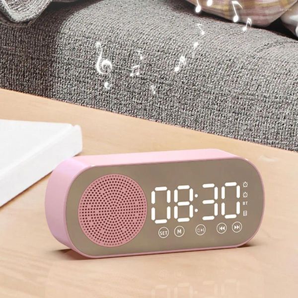 Tablo Saatleri Kablosuz Bluetooth Uyumlu Hoparlör Soundbar FM Radyo Saati Çift Alarm Taşınabilir Ses 1200mAH Masaüstü USB Şarj Edilebilir