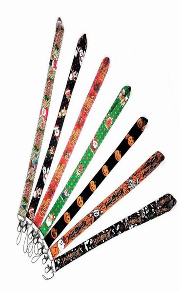 Frohe Weihnachten Cartoon Hals Lanyard Karte Handy Zubehör Riemen Niedliche Lanyards Halloween Geschenk Schlüsselanhänger für Kinder Whole1290026