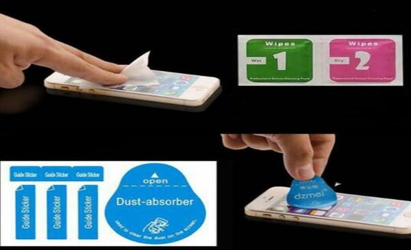 Whole Cleaning Tools Wet Dry 2 in 1 Wipe DustAbsorber Guide Sticker For Tempered Glass Screen Protector9455362