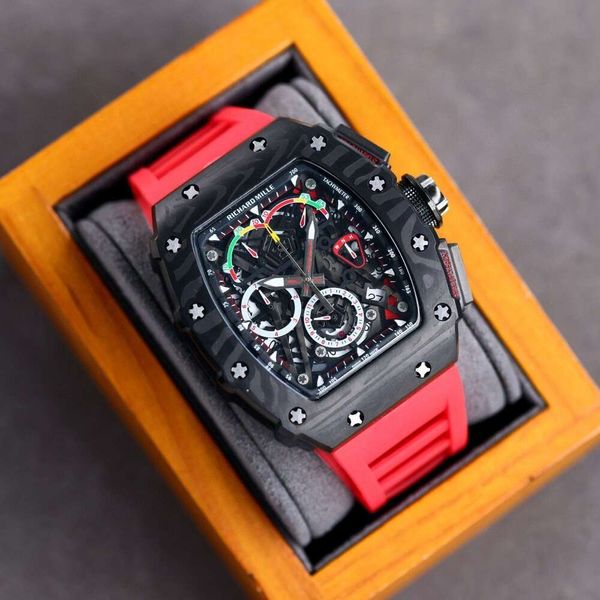 Fantastici orologi da uomo superclone aaa di marca meccanica R i c h a r rm11-03 8A cronografo gmt orologi da polso dail in fibra di carbonio Superficie a specchio in zaffiro antigraffio D4ZK