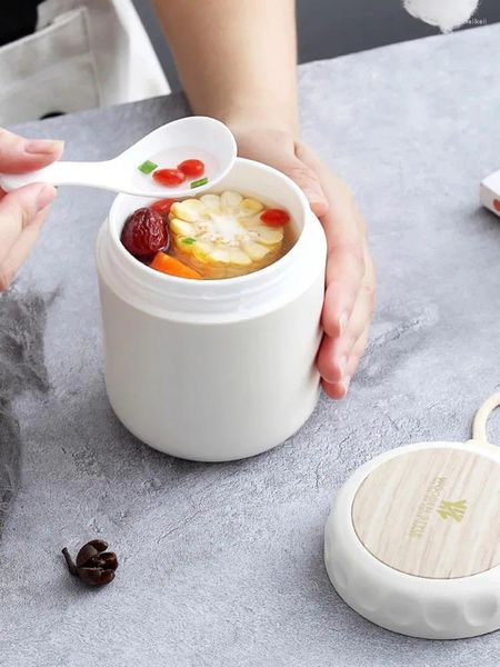 Tassen, japanischer Kunststoff-Wasserbecher, doppellagig, mit Griff, versiegelt, für Suppe, Milch, Mikrowelle, Frühstück, praktisch