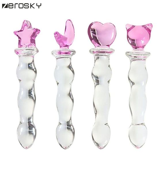 Zerosky Kristallglasdildo Penis Glasperlen Vaginal Analplug Stimulation Buttplug Dildo Vibrator Sexspielzeug für Frau Sex Shop D13176256