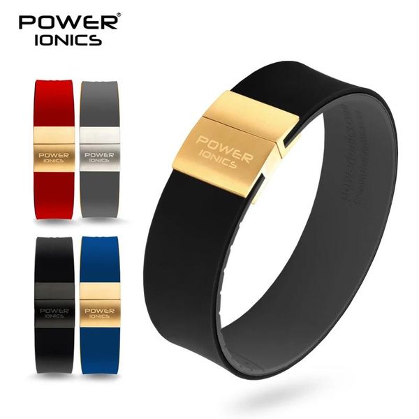 Display Power Ionics 3000 Anioni Nuovo braccialetto in silicone con tormalina ultra braccialetto Sport unisex Bracciale largo Equilibrio Senza energia Incisione