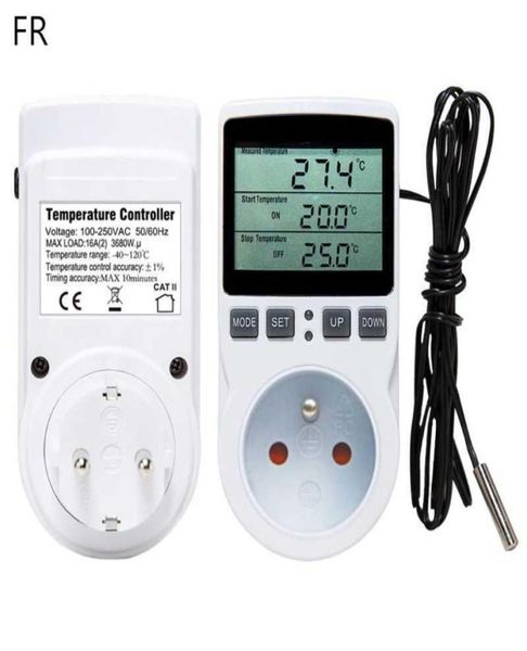 Termostato digital controlador de temperatura tomada 16a com sensor temporizador 2107191010264