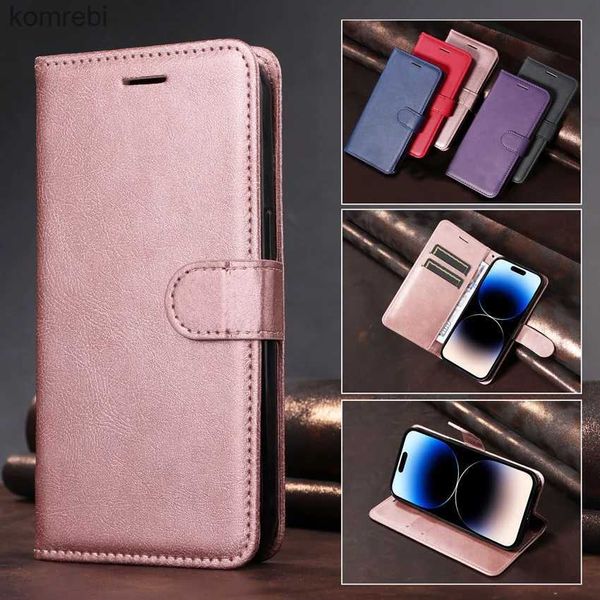 Casos de telefone celular Pure Color Carteira Flip Capa de couro para Huawei P8 P9 P10 P20 P30 P40 Lite 2017 P50 Pro Mini E Mate 10 9 Stand Phone Book CoverL240110