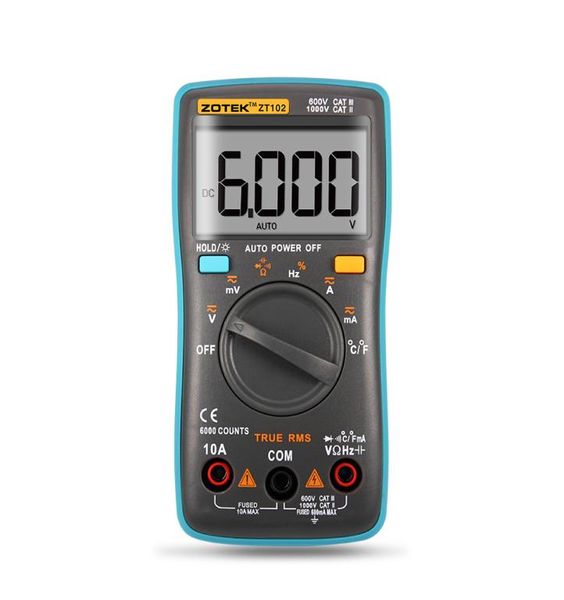 ZOTEK ZT102 ZT102A Digitalmultimeter 6000 zählt Hintergrundbeleuchtung ACDC Amperemeter Voltmeter Ohm Frequenz Diode Temperatur6400040