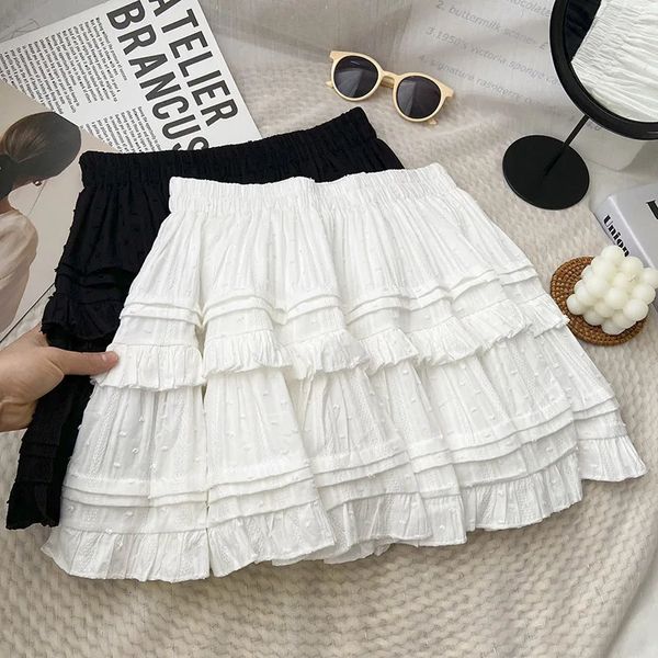 SURMIITRO мини-плиссированная юбка женская летняя корейская мода белая черная универсальная оборками эстетичная юбка с высокой талией женская 240110