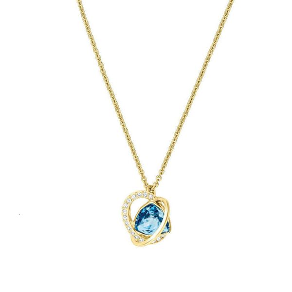 Collana Swarovski Designer Donna Collane con ciondolo di qualità originale Collana intrecciata blu con cuore oceanico Elemento femminile Collare con amore in cristallo Catena femminile