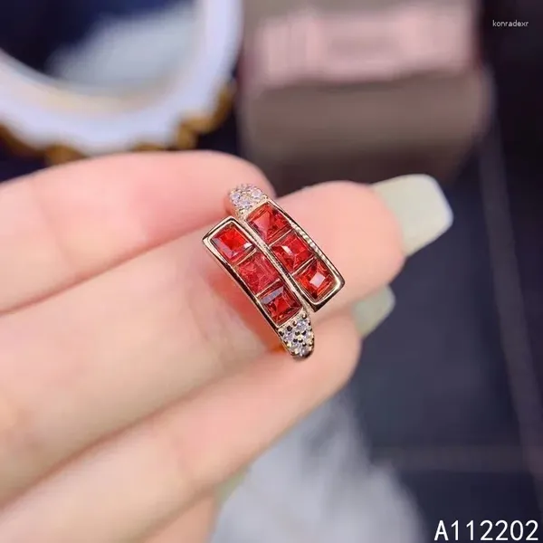 Küme Yüzükleri Vintage Doğal Garnet Yüzük 925 STERLING Gümüş Kakalan Kırmızı Taş Gelin Düğün Nişan Partisi Hediyesi