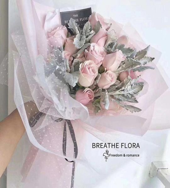 Coreano fai da te fiore avvolgimento maglia materiale da imballaggio regalo bouquet fiorista forniture carta kraft decorazione di nozze 50 cm 5 yard 2203285762130